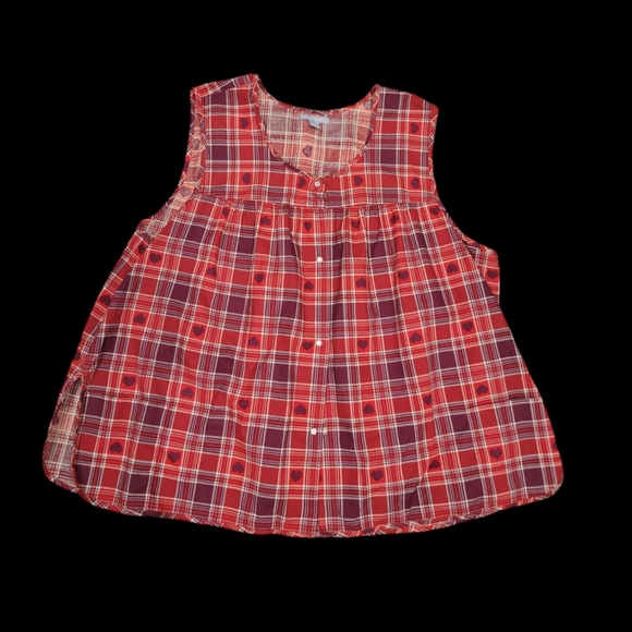 Only Necessities Smock Red Heart Women's Tunic Tank Button Front 2X - Picture 3 of 5